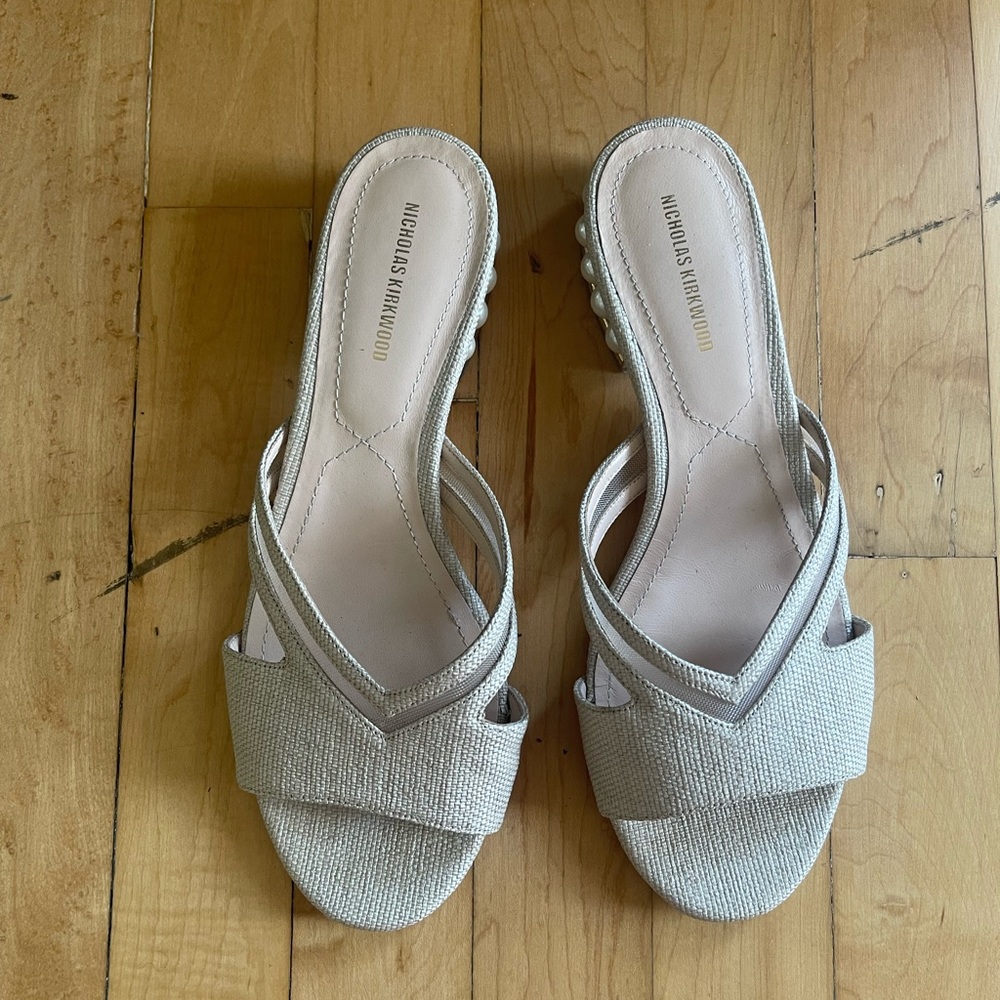 Nicholas Kirkwood Woven Slide with Illusion & Pearl Detail